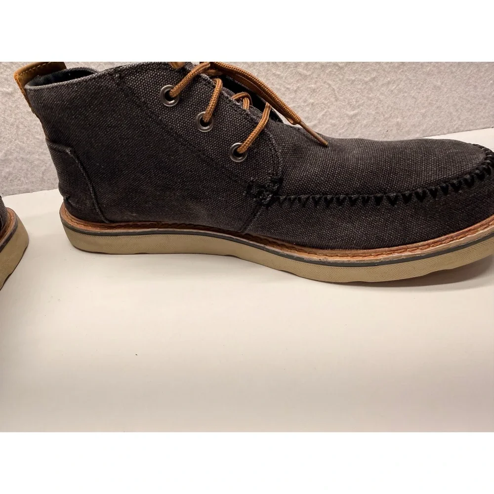 TOMS Mens Chukka Boots Charcoal Gray Canvas Whipstitch Moc Toe Size 11 10014362